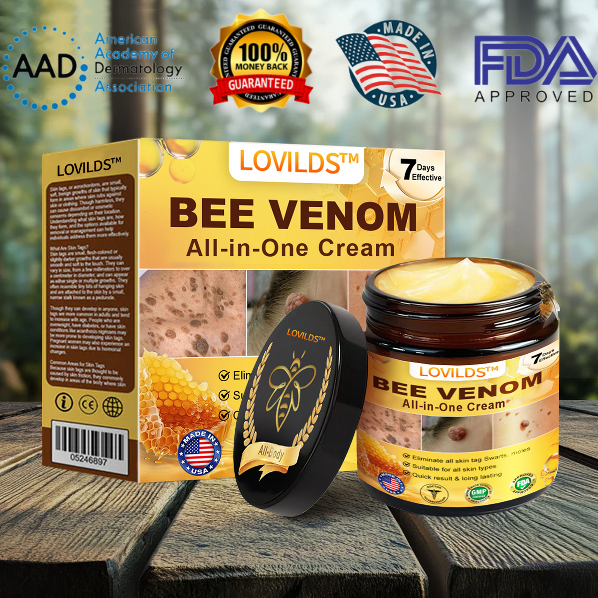 Crème tout-en-un au venin d'abeille approuvée par les dermatologues américains