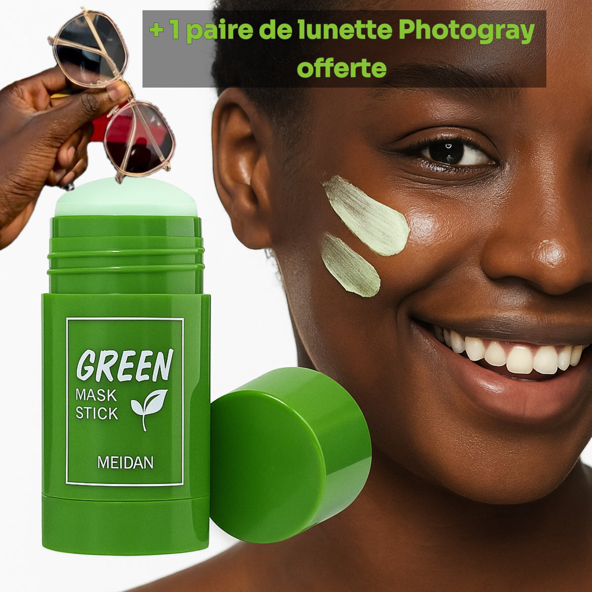 Masque au thé vert (1 paire de lunette photogray offerte)