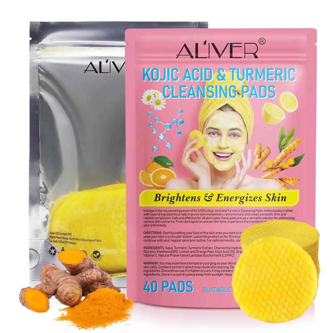 Cotons Nettoyants Éclaircissants au Kojic Acid & Curcuma & au citron